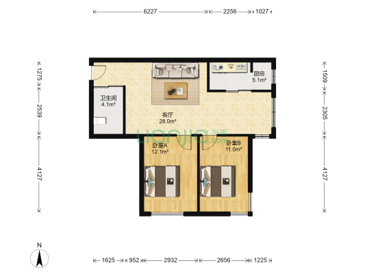 西城晶典 2室1厅1卫 84平方