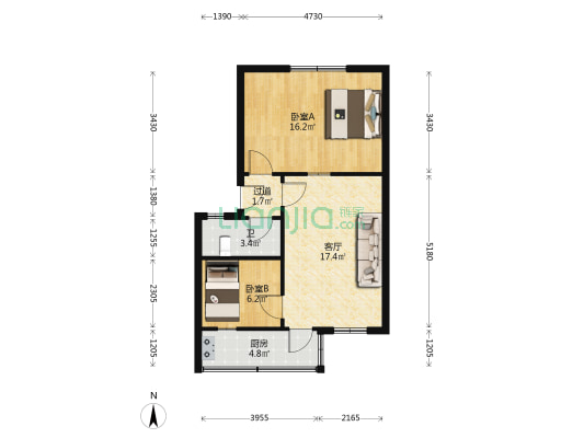 龙芽亭路10号 2室1厅1卫 61平方