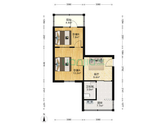 北大街157号 2室1厅1卫 57平方