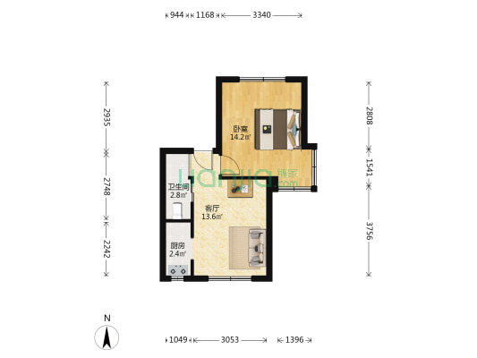 新明德公寓 1室1厅1卫 42平方