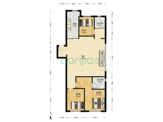 华润置地润樾府 3室1厅2卫 115平方