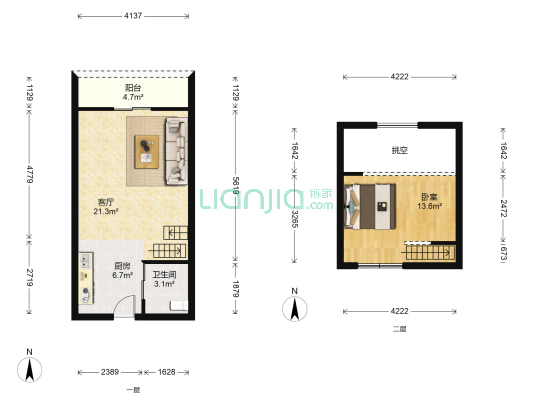 东方顺景 1室1厅1卫 53平方