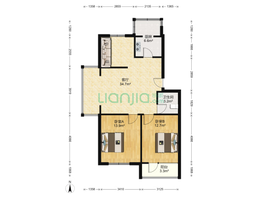 学府人家 2室1厅1卫 95平方