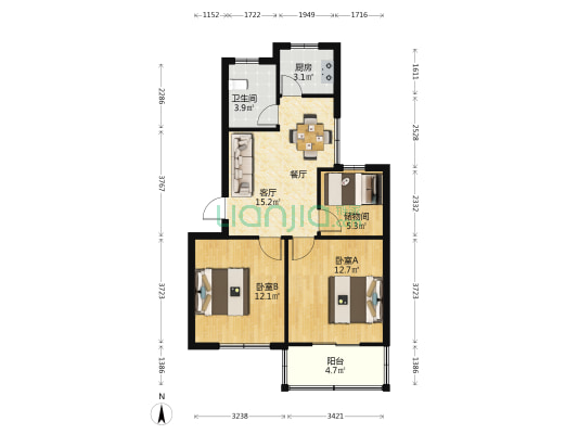 园丁新村 2室1厅1卫 68平方