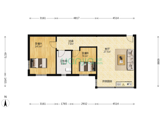 月桂二路23号 2室1厅1卫 70平方