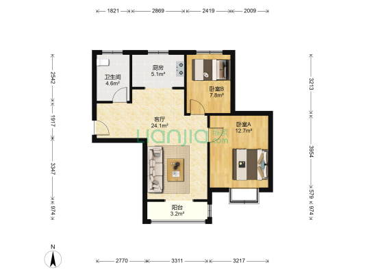 蒲瑞祥园西区 2室1厅1卫 86平方