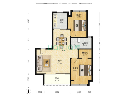 金融湾晶琇 2室1厅1卫 97平方