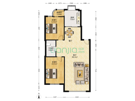 嘉鑫园 2室1厅1卫 118平方