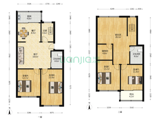 会昌住宅小区 4室2厅2卫 83平方