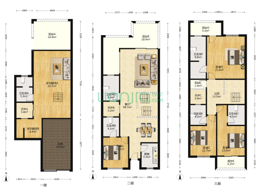 望津山别墅区 6室1厅6卫 266平方