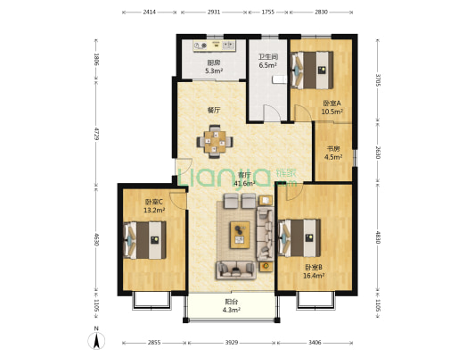金水湾 4室1厅1卫 123平方