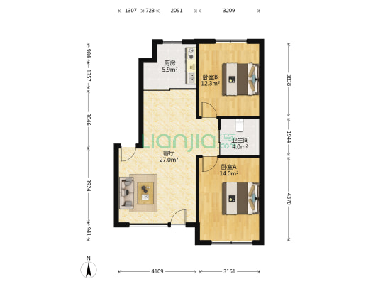 澳海梦想城一二期 2室1厅1卫 83平方