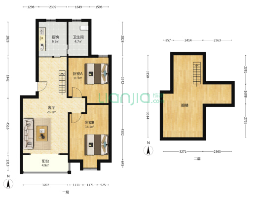 南漪小区 2室1厅1卫 76平方