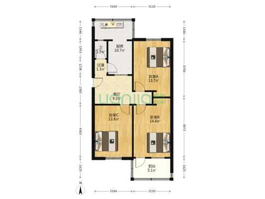 边庄小区东区 3室1厅1卫 78平方