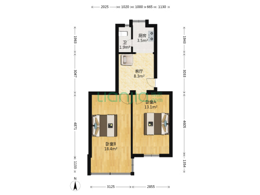天门墩交管局宿舍 2室1厅1卫 55平方