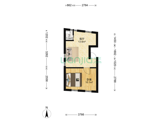 文昌北路 1室1厅1卫 55平方