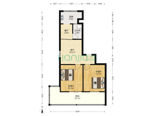 长江西路448号新华书店宿舍 2室2厅1卫 68平方