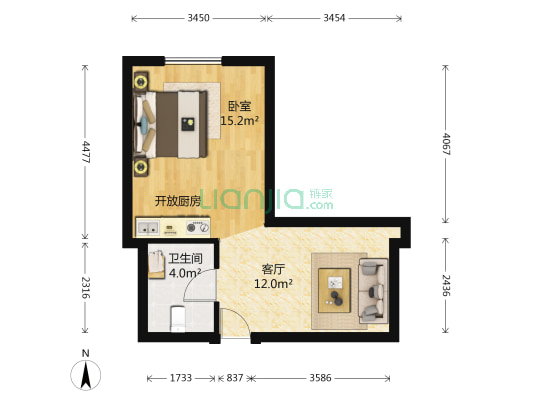 中山名座（中山道八号） 1室1厅1卫 46平方