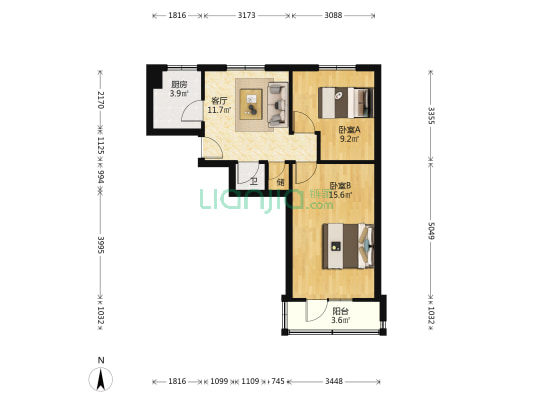 兰州十四中家属院 2室1厅1卫 49平方