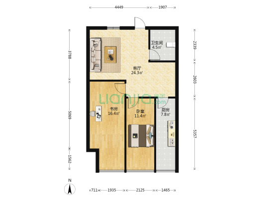 正商启航国际广场 2室1厅1卫 100平方