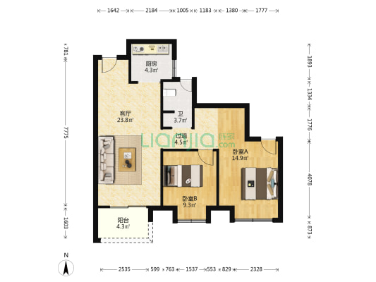 星旅城三期 2室1厅1卫 88平方