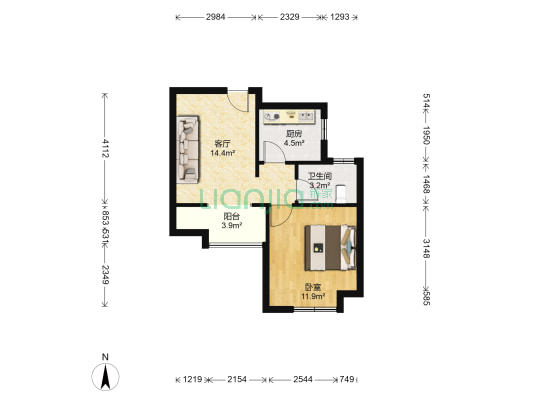 瑞和锦庭-西区 1室1厅1卫 56平方