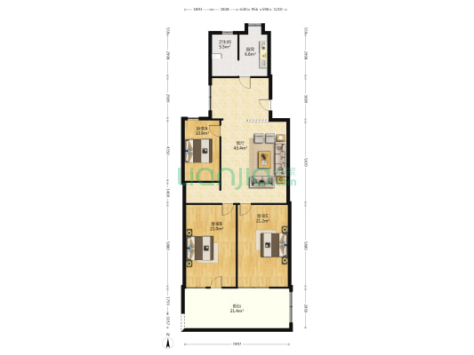 目鱼山庄290号 3室1厅1卫 130平方