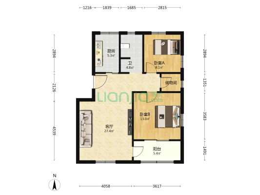 复兴巷 2室1厅1卫 81平方