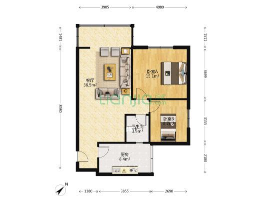 三九八新二区 2室1厅1卫 88平方