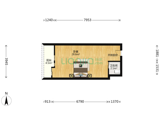 汇丰企业天地 1室0厅1卫 42平方
