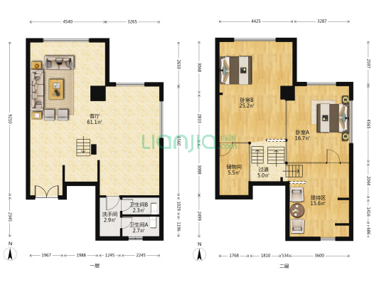 创客大厦 2室1厅3卫 48平方