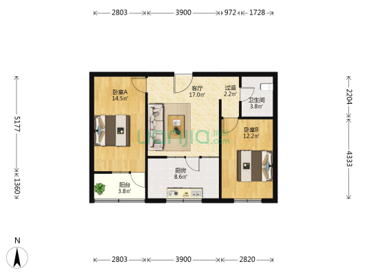 康馨园小区 2室1厅1卫 81平方
