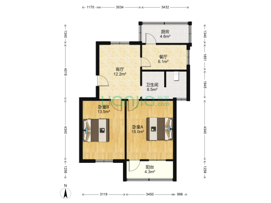 滨中路86号 2室2厅1卫 75平方