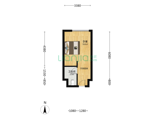 群力恒大国际中心 1室0厅1卫 38平方