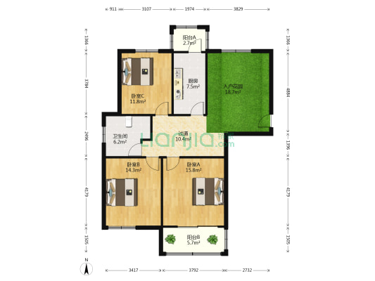 雅学苑 3室0厅1卫 124平方