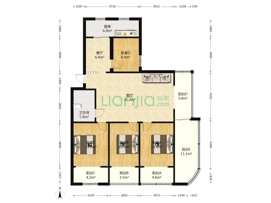 滇池路429号 4室2厅1卫 109平方