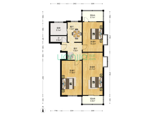 经十路22117号 3室2厅1卫 101平方