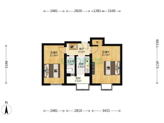 首都机场南路西里 2室1厅1卫 50平方
