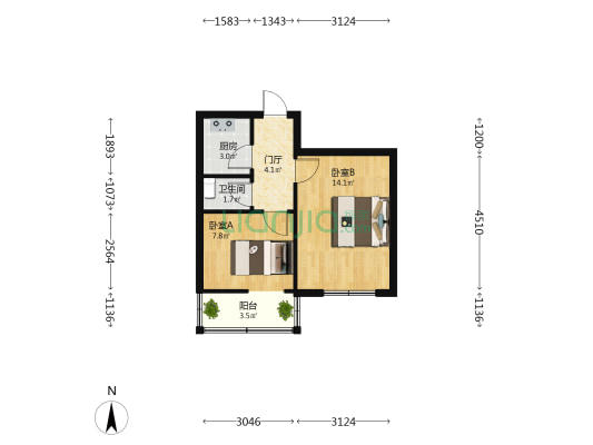 棉一生活区 2室0厅1卫 43平方