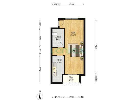 龙海家园C区 1室0厅1卫 56平方