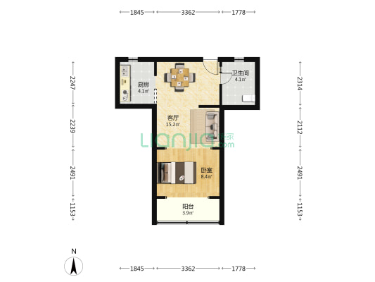 中山西路424弄 1室1厅1卫 43平方