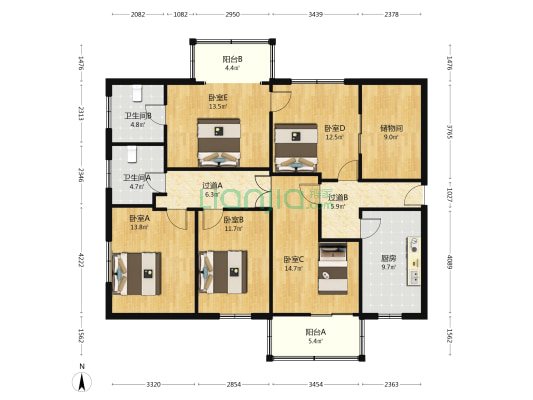 玫瑰花园 5室0厅2卫 160平方
