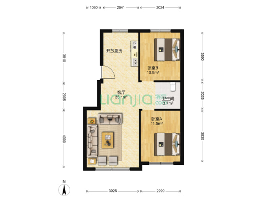 兆丰青年路玖号 2室1厅1卫 81平方
