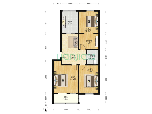 电力研究院 3室1厅1卫 97平方
