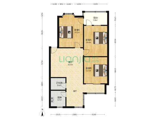 金彭西路442号 3室1厅1卫 81平方