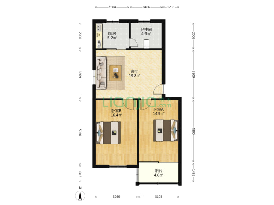 红峰新村 2室1厅1卫 77平方