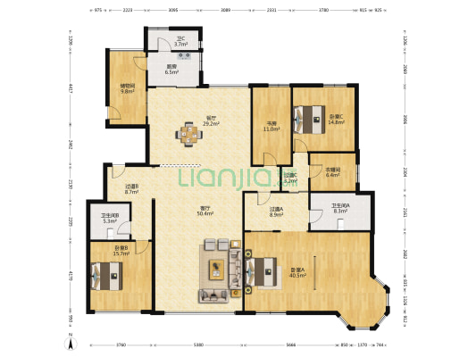 南山世纪星海湾 4室2厅3卫 278平方