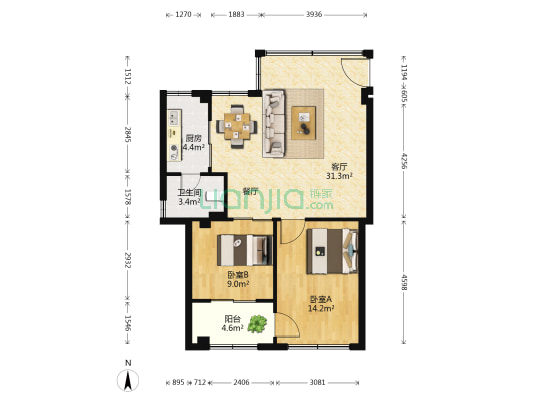 夏洋新村 2室1厅1卫 80平方