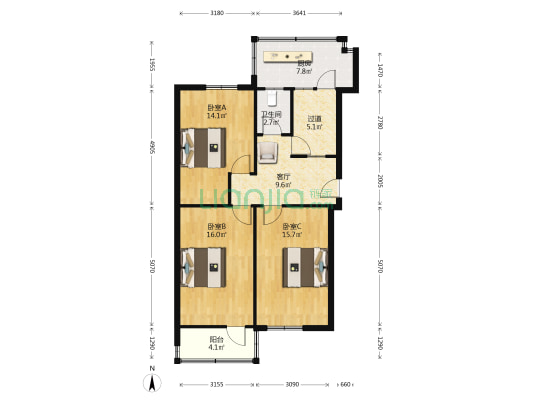 河北行政学院东家属院 3室1厅1卫 86平方