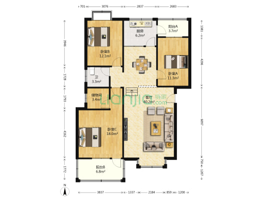 南泉独立时代 3室1厅1卫 123平方